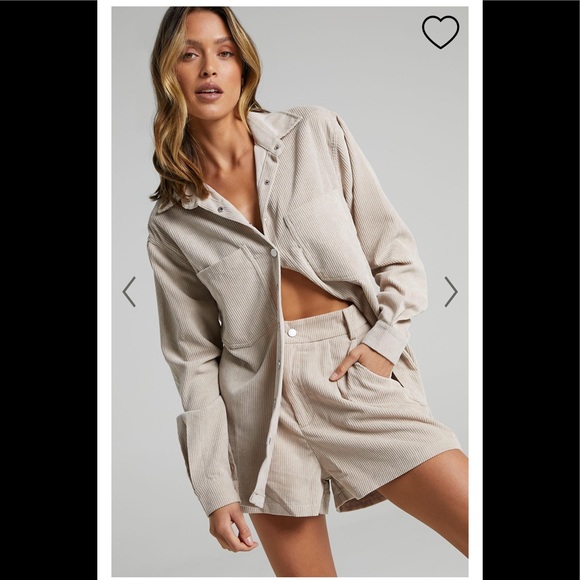 Showpo. Jackets & Blazers - NWT Showpo HILLEVI SHACKET IN BEIGE CORD